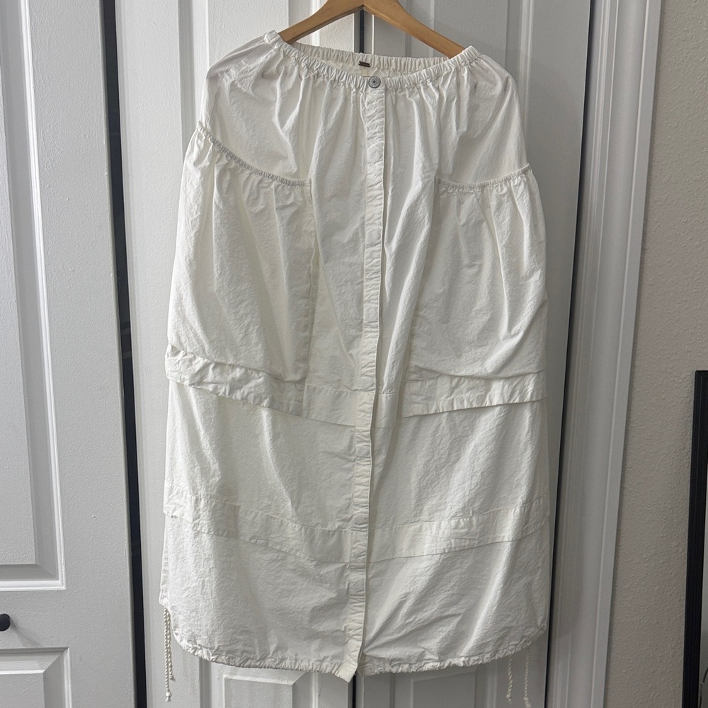 Free People Off-White Tiered Button-Front Maxi Skirt